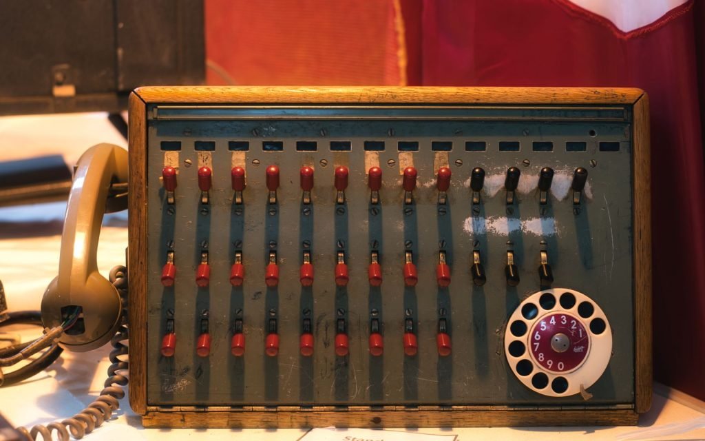 A switchboard with every line in use