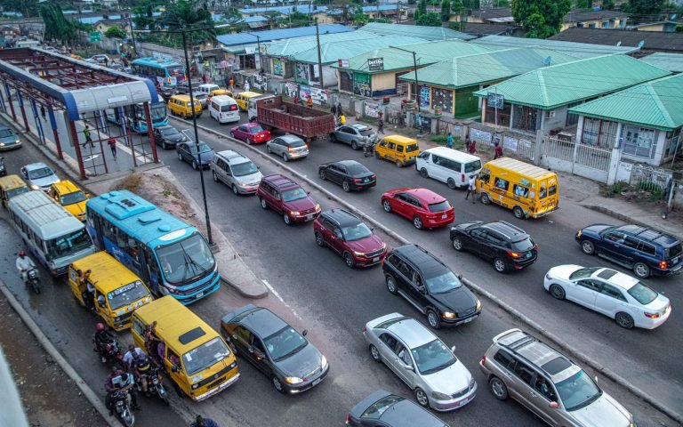 Traffic held at a junction, moving only when there is room